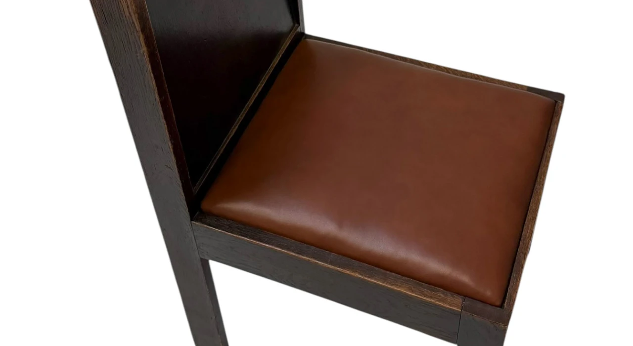 Art Deco Modernist Side Chair with Leather Seat, 1930s